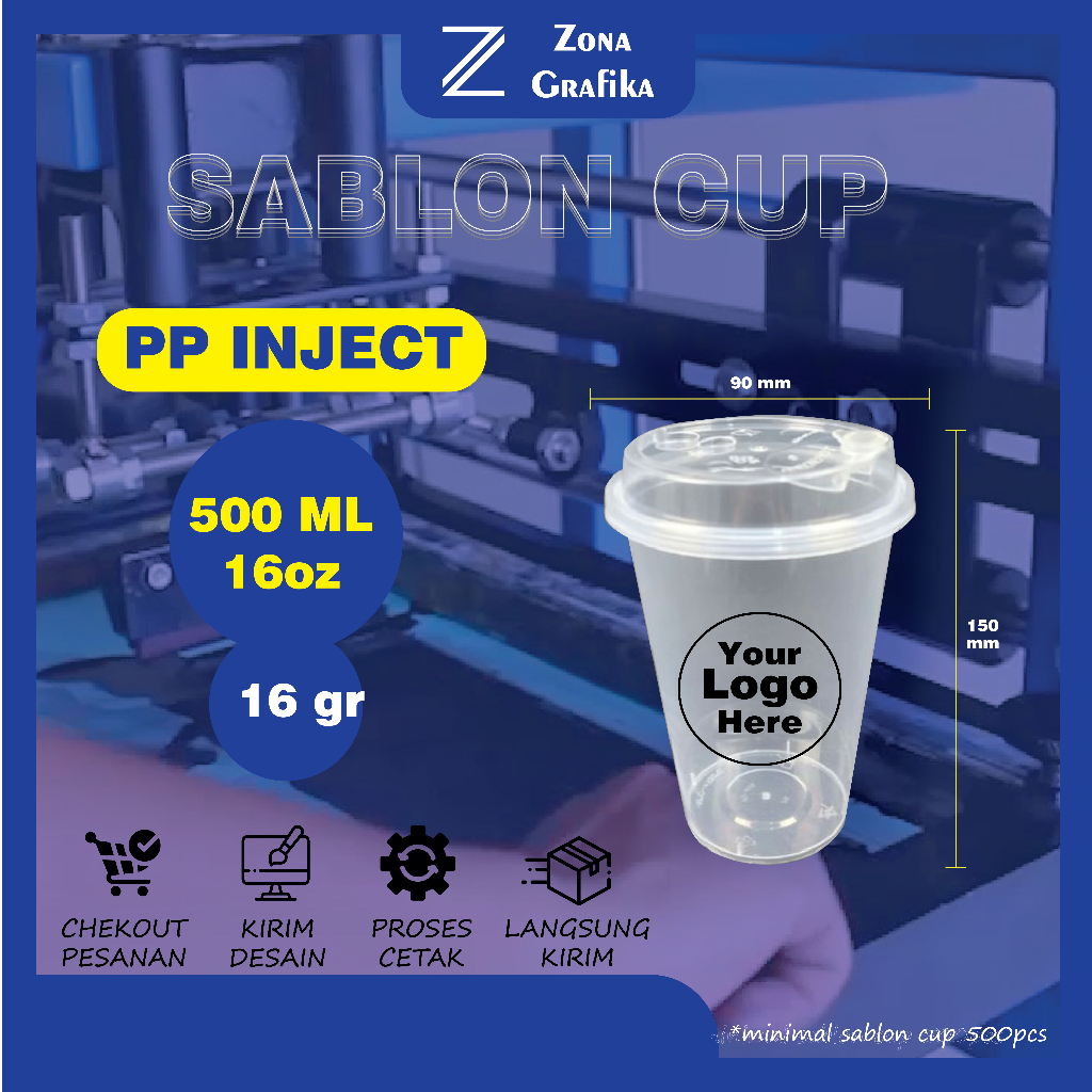 Sablon Cup PP Injection 16oz