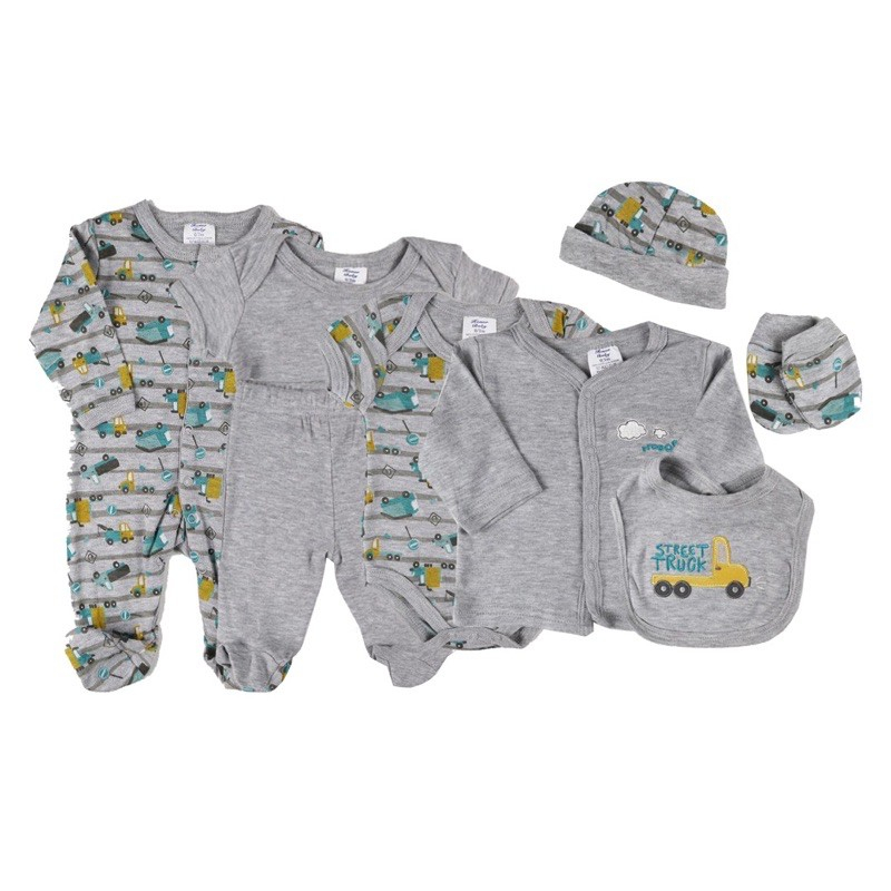 BABYRWARSOME - Baby Bodyset 8in1 Motif Truck - Pakaian Bayi Set 3-9Bulan