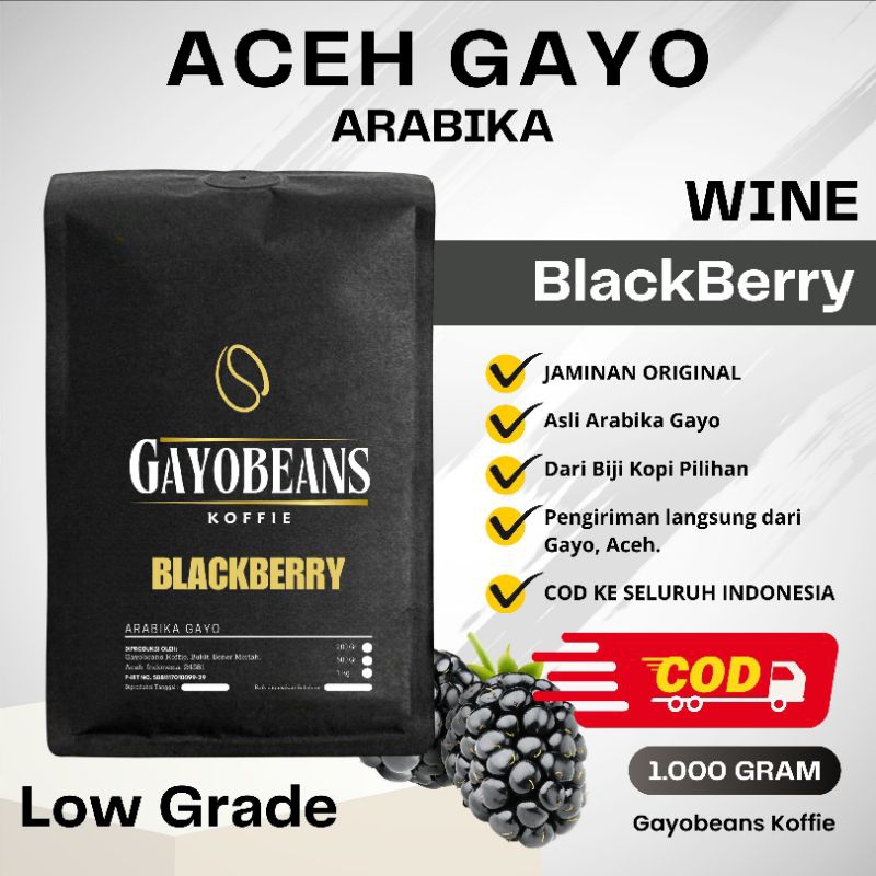 

Kopi Arabika Gayo Wine Blackberry, Arabika Low Grade Gayobeans Koffie 1Kg