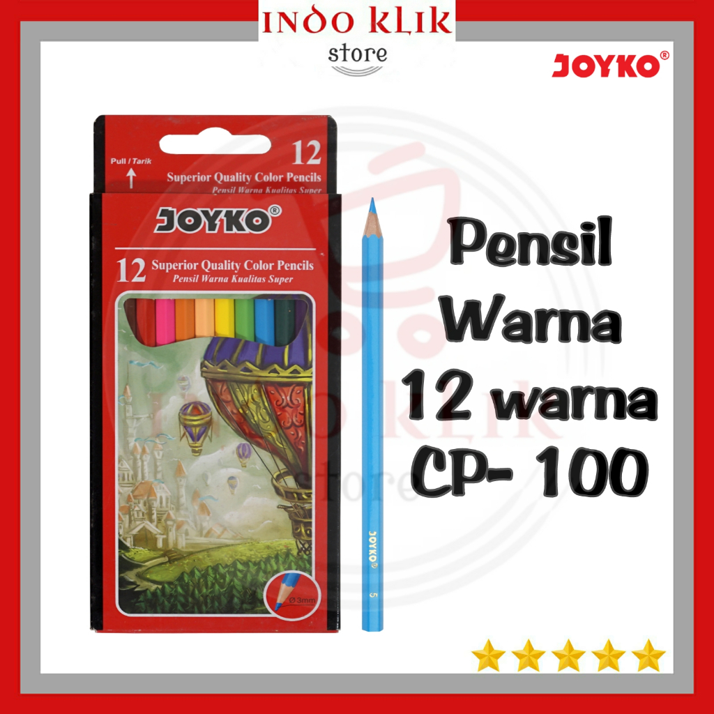 

Pensil Warna Joyko CP 100 12 Warna / Pensil Kelir Mewarnai CP-100 / Color Pencil 12 Color