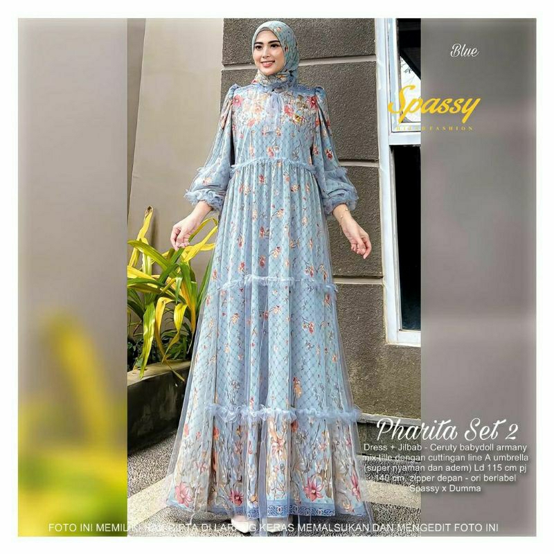 GAMIS PESTA MEWAH ELEGAN SET  HIJAB TERBARU / R FASHION / GAMIS KONDANGAN / GAMIS SET OUTER / MODEL 