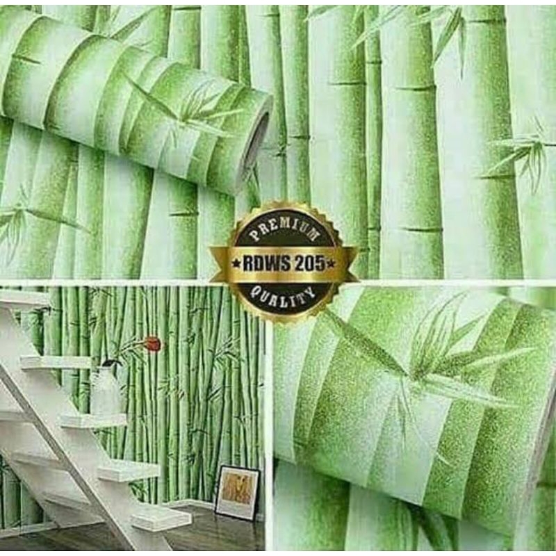 Wallpaper Sticker Dinding Motif Dan Karakter GH067 Ukuran 8-9 Meter Bambu Daun Termurah