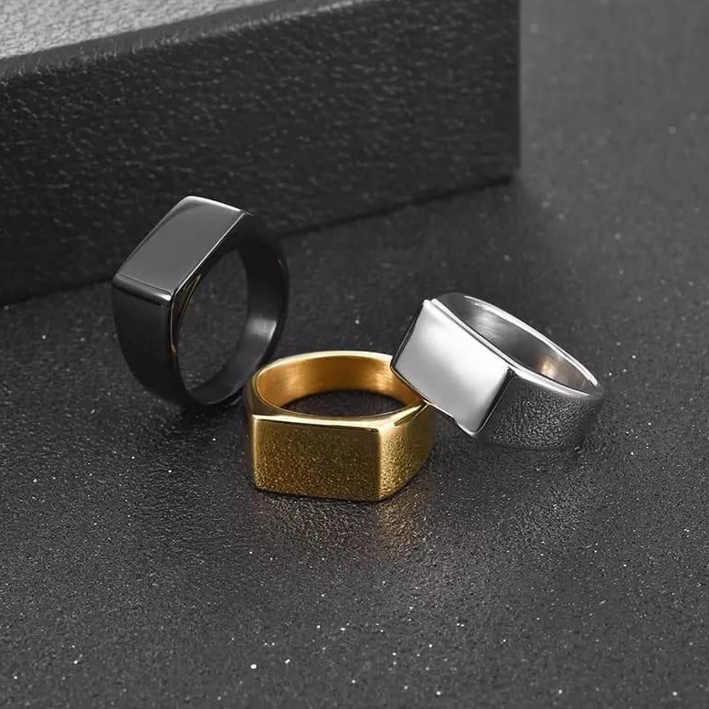 KODE P77I 4s Grosir Solo  Boxy Ring  Staright Ring  Cincin Titanium Premium Kotak Panjang Bergaya Hi