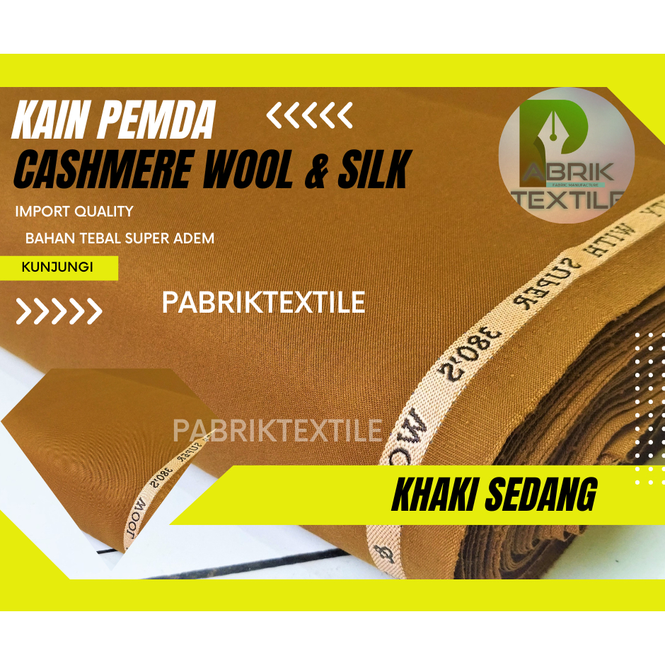 KAIN PDH PNS PREMIUM  PEMDA KEKI SERAGAM DINAS PDH PNS | WOL CASHMERE ITALY | KAIN PEMDA METERAN
