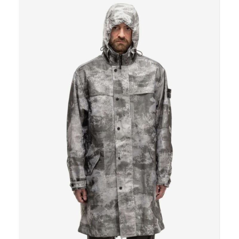 STONE ISLAND Dissolving Grid Camo Mesh On Reflective Econyl® Regenerated Jacket Dust bnwt authentice