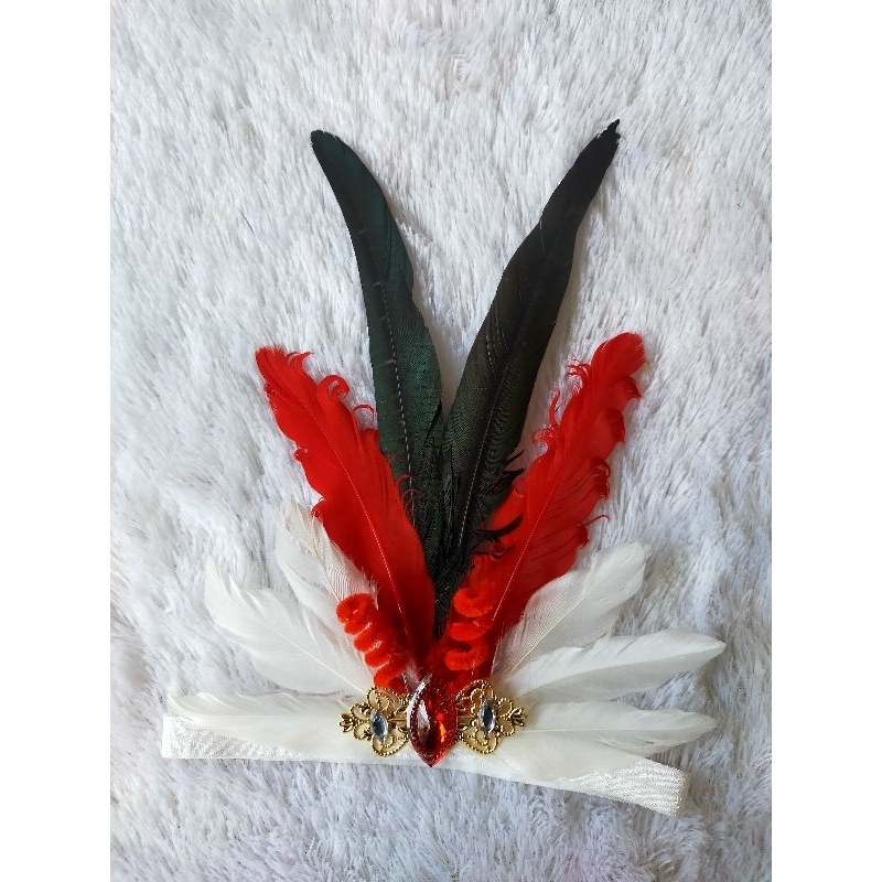 Bando bulu Hiasan kepala bulu mahkota bulu merah putih