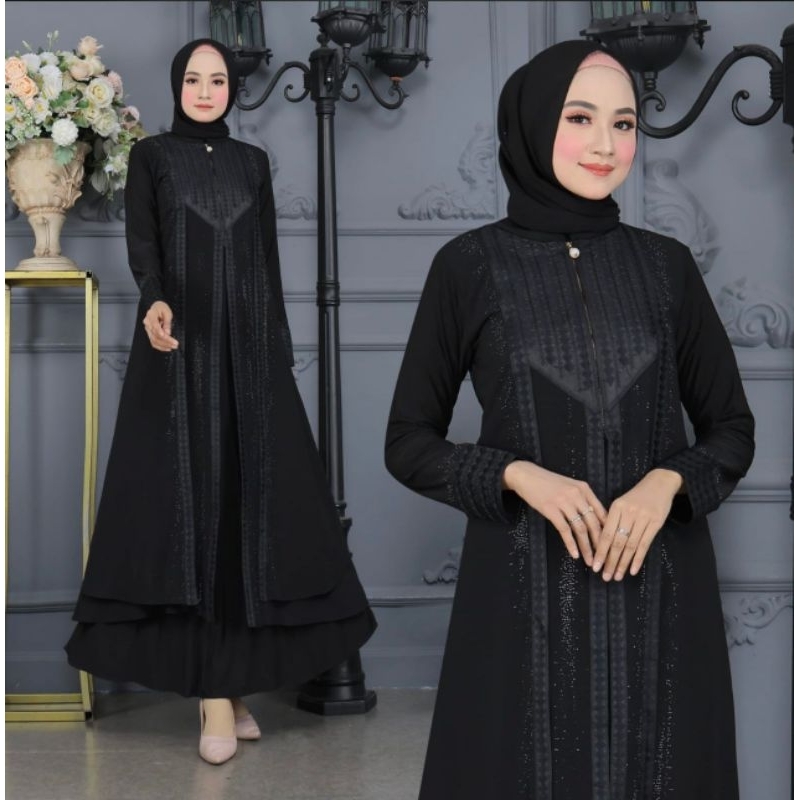 Gamis abaya jersey super mix ceruty / abaya turkey / gamis abaya turkey / gamis abaya turkey hitam m