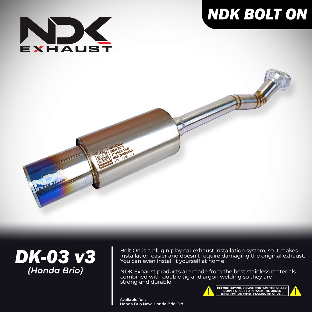 NDK BOLT ON DAN MUFLER DK-03V3 HONDA BRIO ALL NEW/BRIO OLD BY NDK EXHAUST KNALPOT MOBIL RACING