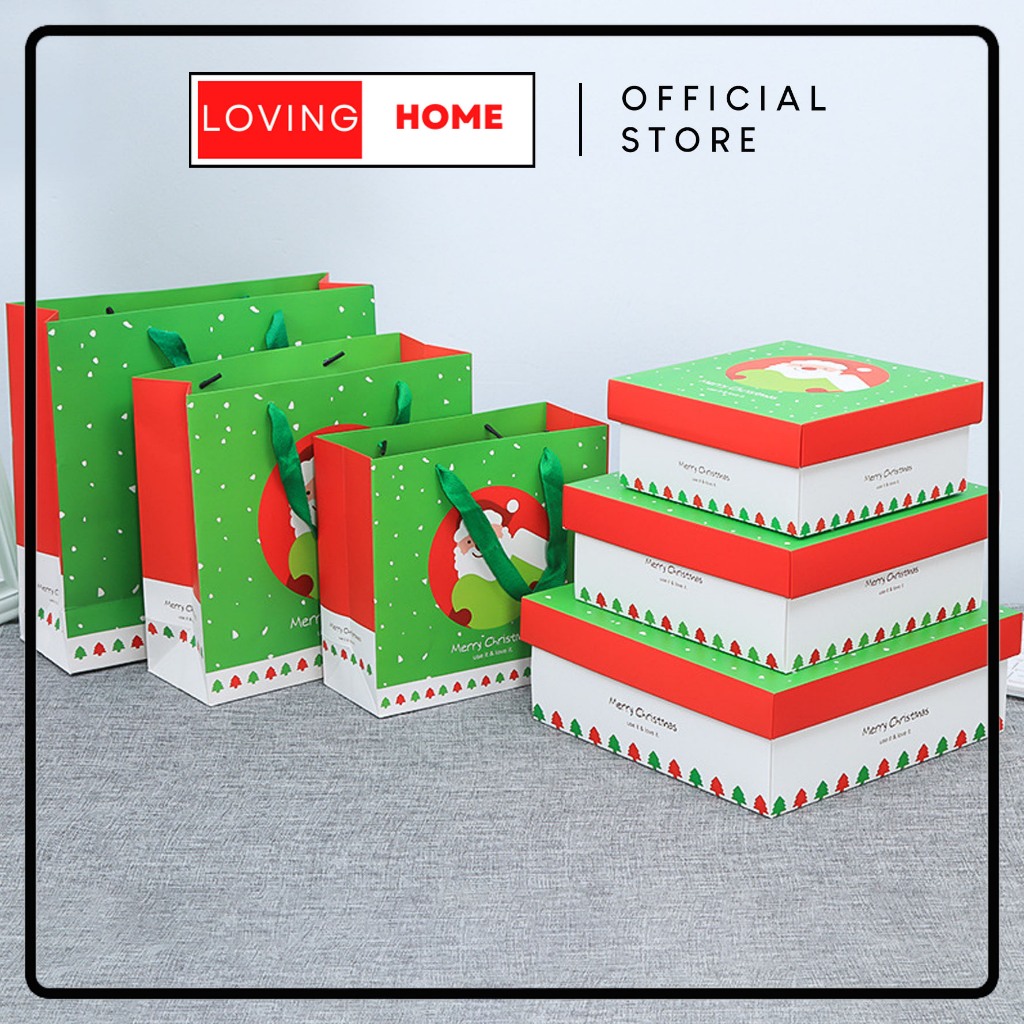 

LOVING HOME - Paper Bag + Box Natal Bulat Muka Santa Christmas Gift Box Vintage Murah