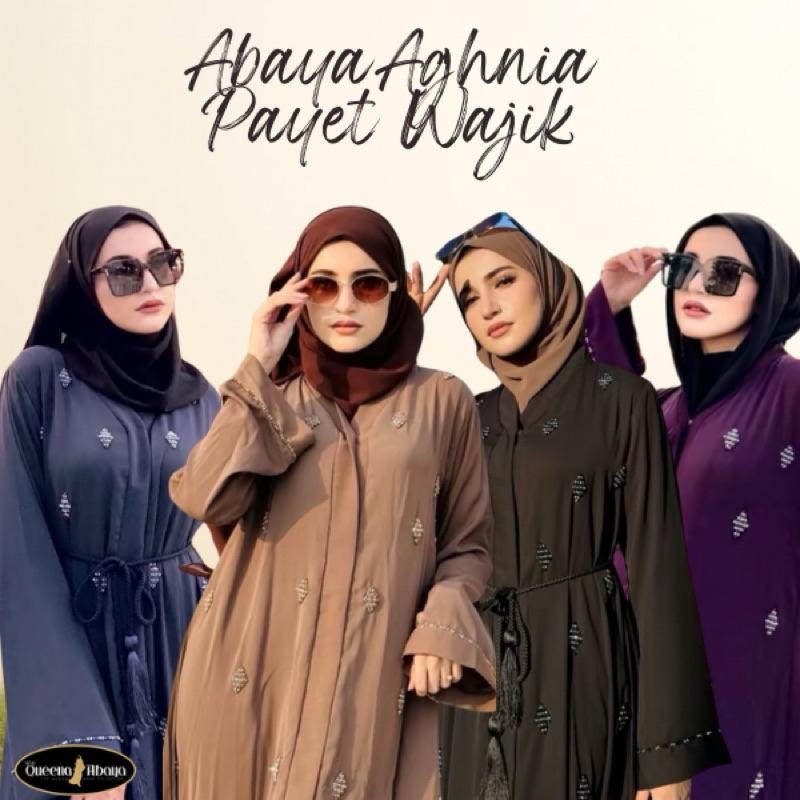 Queena Abaya - Abaya Casual Turkey Gamis Wanita Maxi Dress Fursan Aghnia Payet Wajik Eksklusif premi