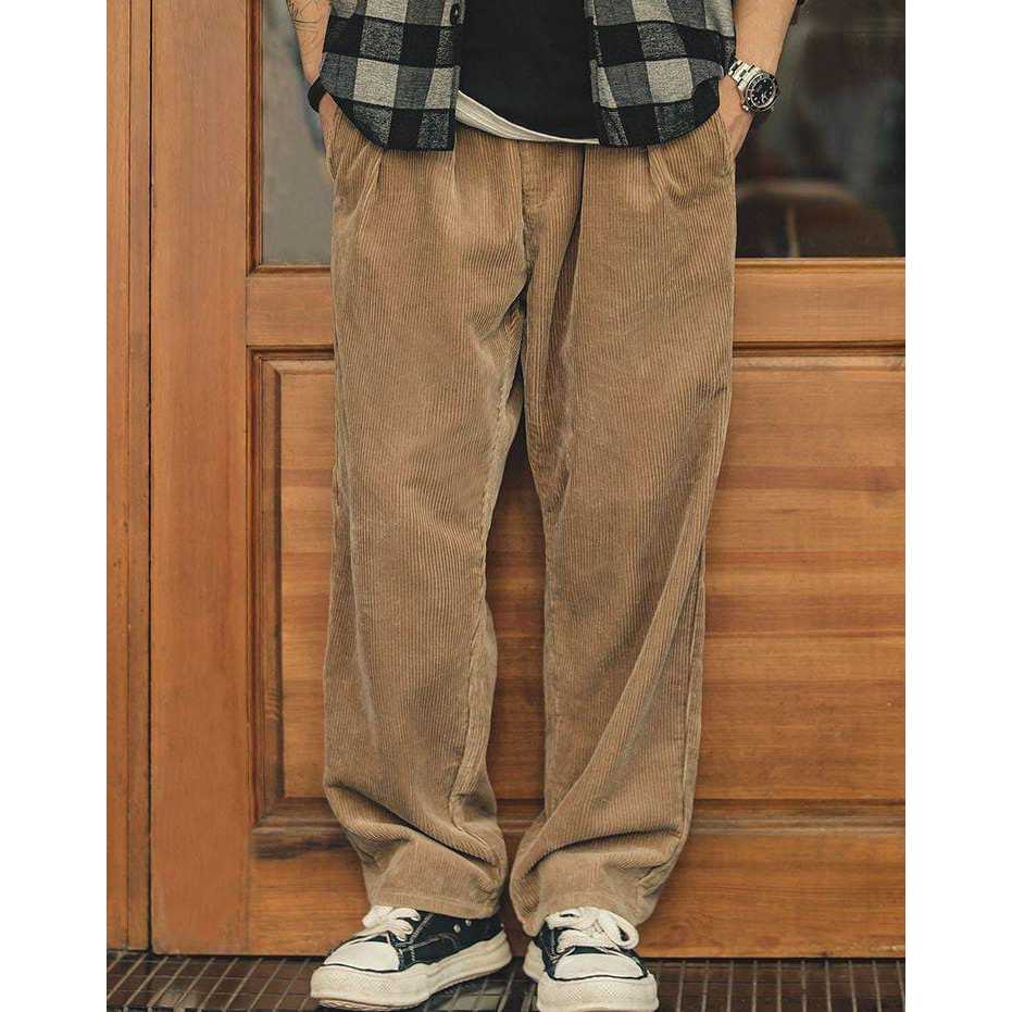 Celana Panjang Pria Bahan Curduroy Korean Style Longgar Oversize