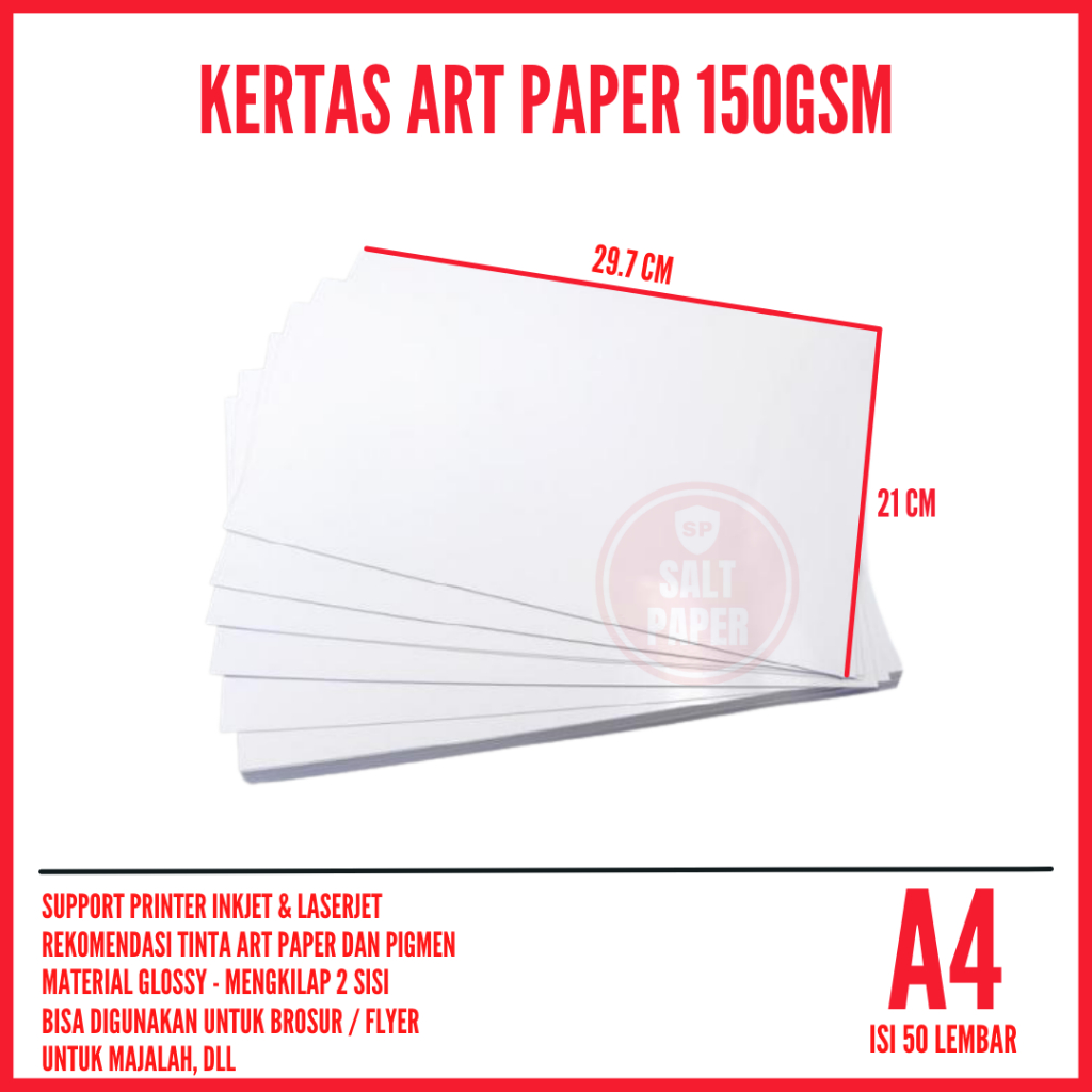 Kertas Art Paper A4 150 gsm isi 50 lembar / Kertas Art Paper 150 gsm A4