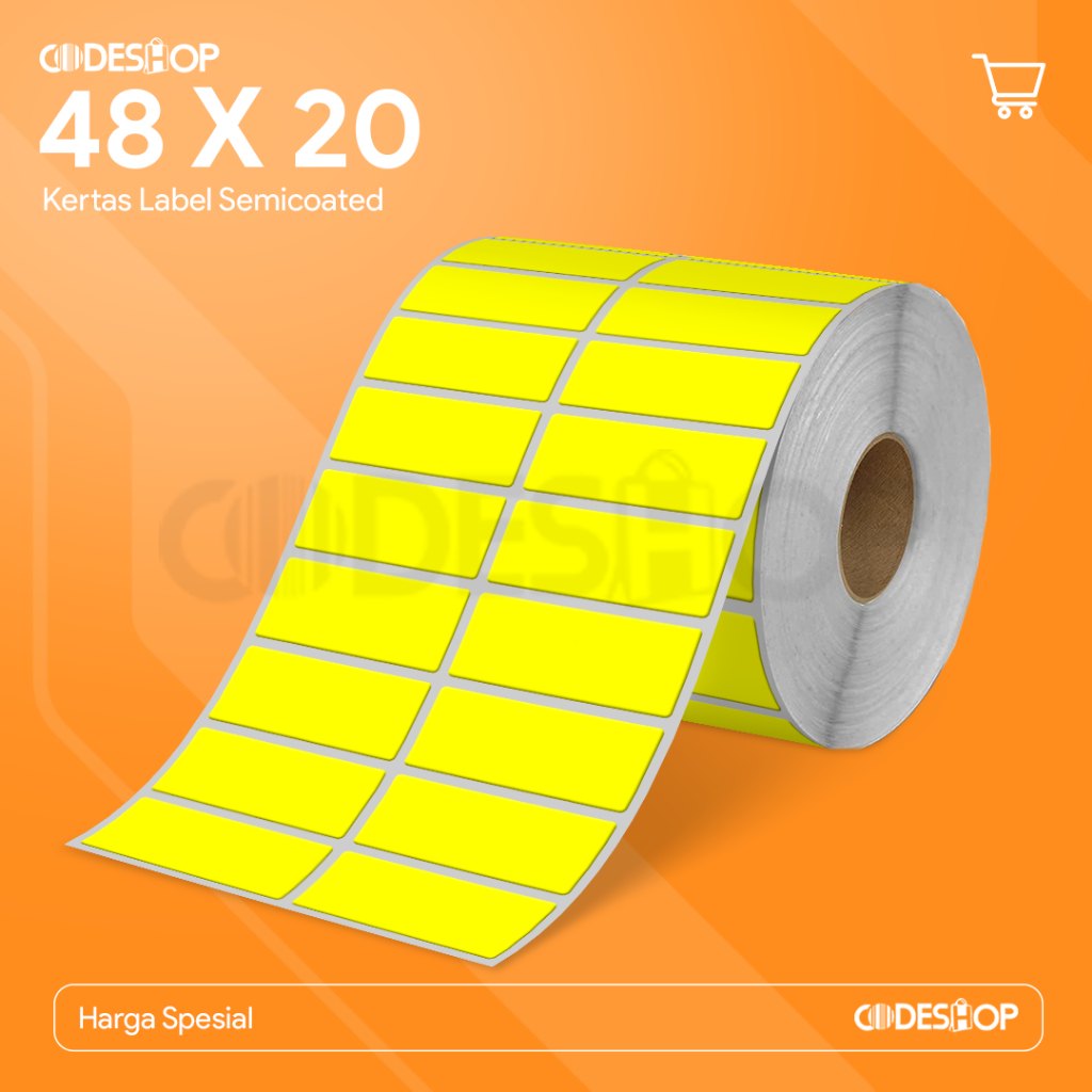 

Codeshop Label Semicoated 48 x 20 mm 2 Line Stiker Printer Barcode Isi 2500 Pcs