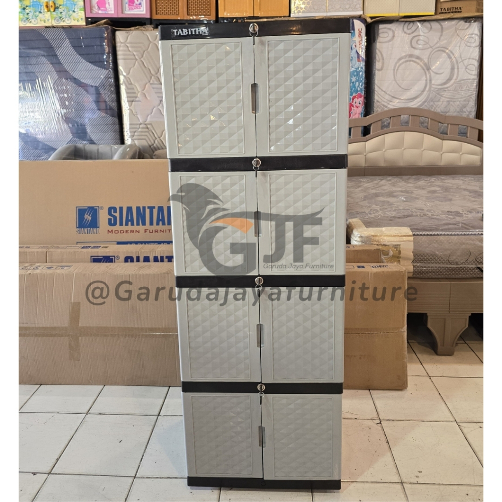 LEMARI PLASTIK 2 PINTU FULL RAK 4 TINGKAT DENGAN KUNCI/ LEMARI PAKAIAN MURAH MINIMALIS COCOK UNTUK A