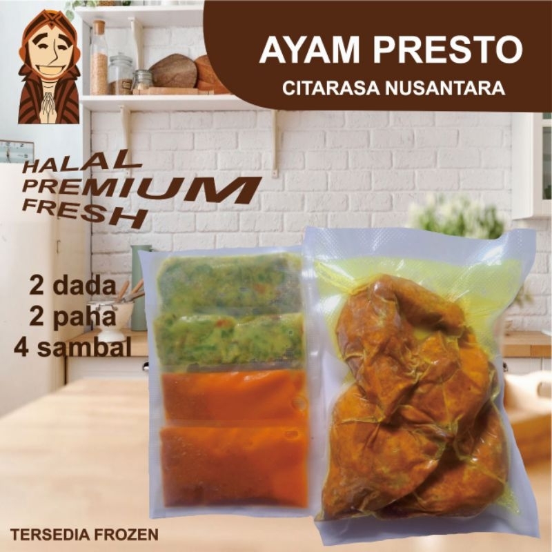 

AYAM PRESTO DAPOER MAMASE 600 GRAM 4 POTONG + 4 SAMBAL