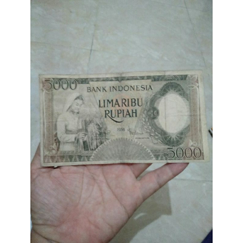 Uang Kuno rp5000 atau 5000 pekerja thn 1958