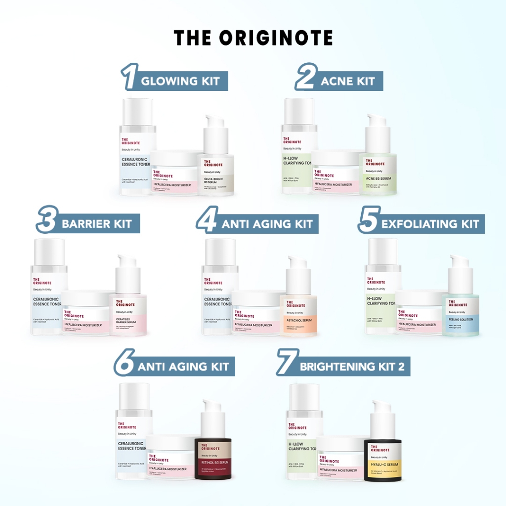 SPECIAL BUNDLE 3in1 The Originote Paket Skincare Moisturizer Serum Toner - ACNE KIT, GLOWING KIT, BA