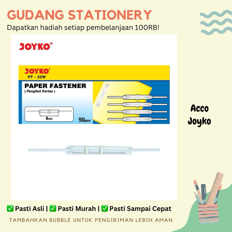 

Paper Fastener Joyko / Pengikat Kertas Joyko PF-50W White 1 Box 50 Pcs