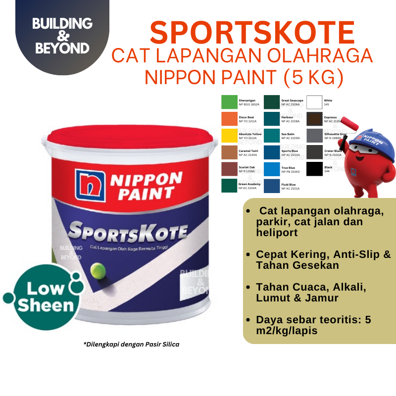 CAT LAPANGAN OLAHRAGA LANTAI SPORTSKOTE NIPPON PAINT GALON 5 KG