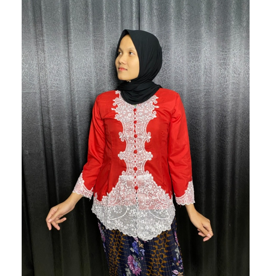SPESIAL AGUSTUSAN KEBAYA ENCIM MERAH & PUTIH Bordir Tangan Panjang