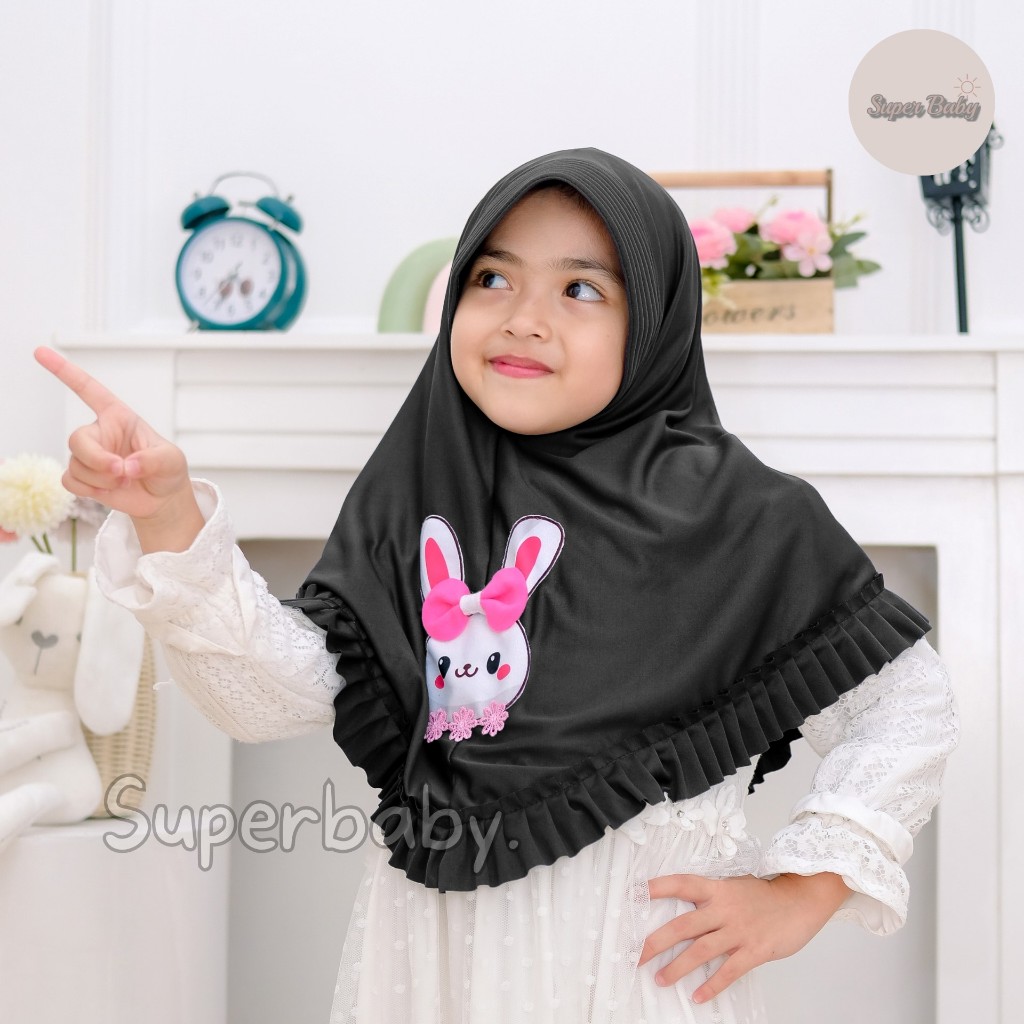 Hijab Anak Tk-Sd KAYLA KELINCI Usia 4-7 Thn Jersey / Hijab Anak Karakter Kelinci Pita Lucu / Hijba A