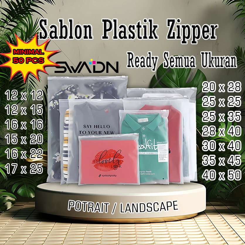 ( GRATIS DESAIN ) SABLON PLASTIK BAJU KLIP / KANTONG ZIPPER BAG / ziplock Travel Pouch / SABLON ZIPL