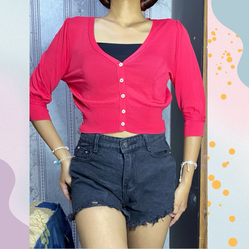 Crop Cardigan/ Cardigan Premium/ Cardigan Rajut/ Crop Top/ Crop Tee/ Kemeja crop/ Preloved Baju/ Pre