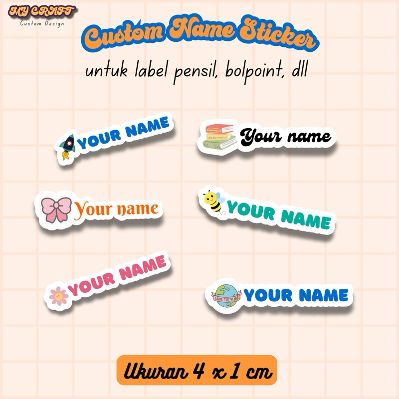 

LABEL NAMA ALAT TULIS , Stiker nama custom