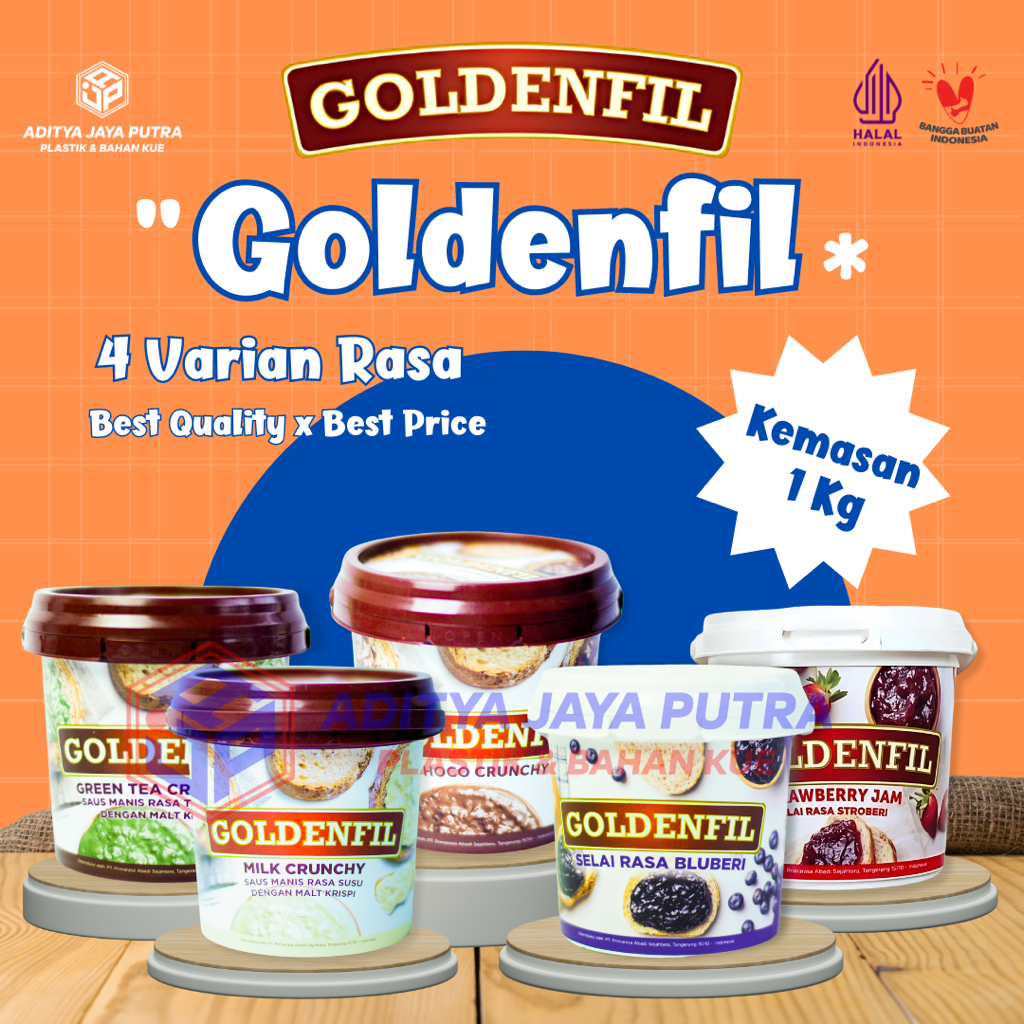 

GOLDENFIL Selai CHOCO CRUNCHY | BLUEBERI | STRAWBERRY JAM| SUSU MILKY CRUNCHY | GREEN TEA CRUNCHY