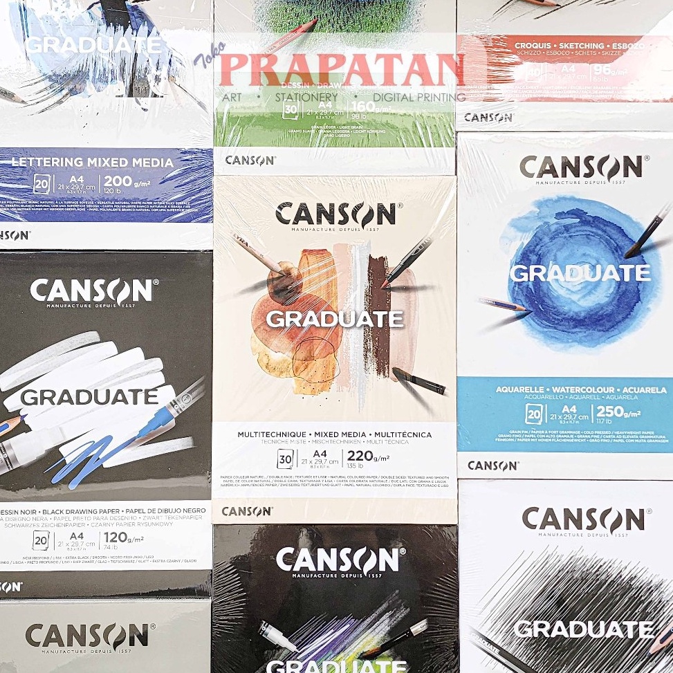 

GRADUATE Canson Drawing Pad A4 Mix Media Watercolor Sketch Acrylic KODE B6D1