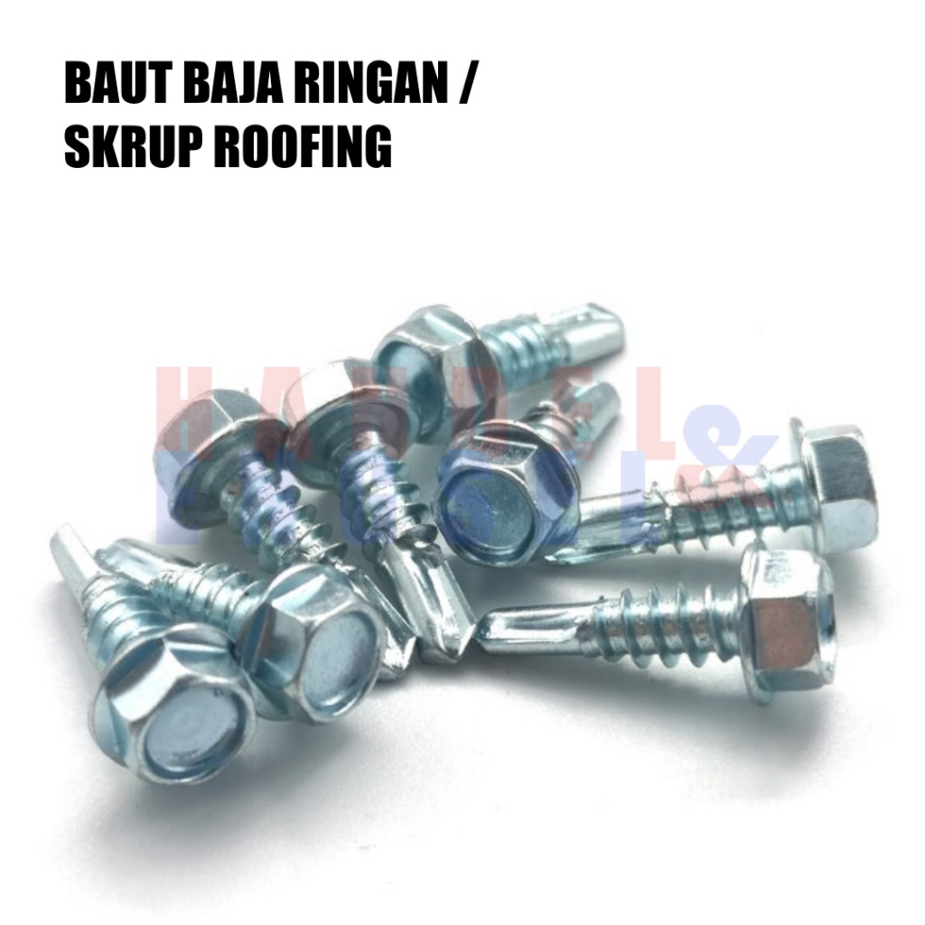 Sekrup Baut baja ringan Mild Steel Bolts Roofing Skrup paku baut Baja Ringan isi 1.000 pcs