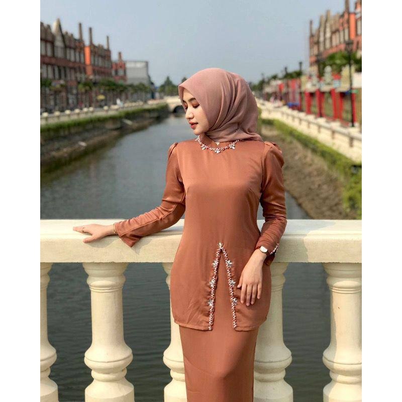 TERMURAH - ELLIZA ONE SET BAJU KURUNG MELAYU SATIN VELVET POLOS PREMIUM MAXY//SETELAN BAJU WANITA SI