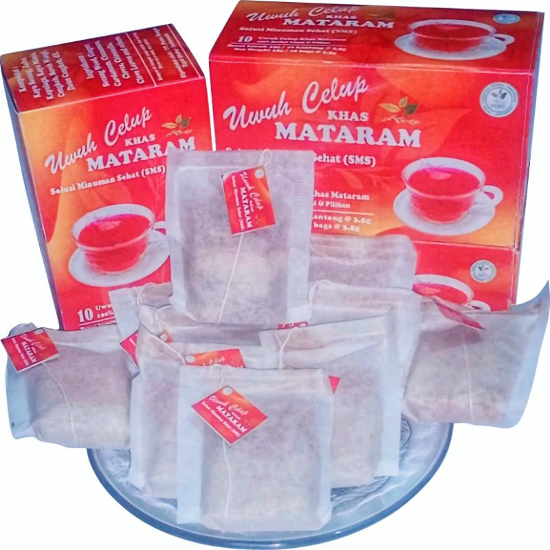 

Wedang UWUH CELUP Khas Mataram, Teh Celup Wedang Uwuh, Teh Herbal Wedang Uwuh, Berat bersih 35 gr @3,5 gr, 1 Kotak isi 10 kantong.