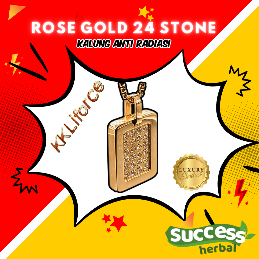Kalung Energi untuk Kesehatan pria KK Liforce KK Lifeforce Rose Gold 24 Stone Best Seller Model (Pak
