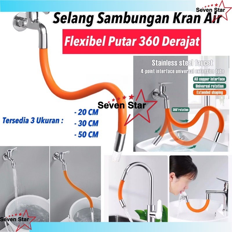 Sambungan Kran Air Fleksible Selang Flexible 360 Derajat Extention Cuci Muka Kaki Wastafel Ember