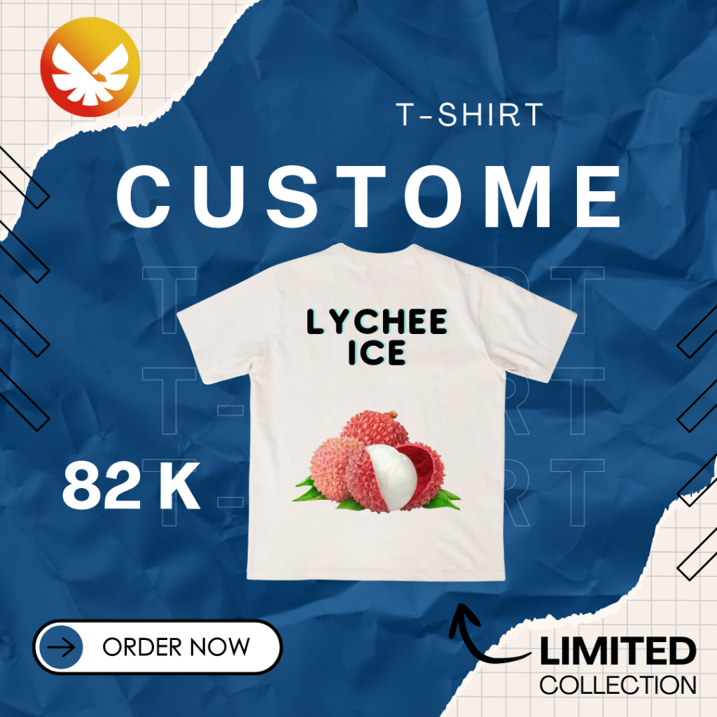 T-Shirt Custome Gambar Lychee Ice