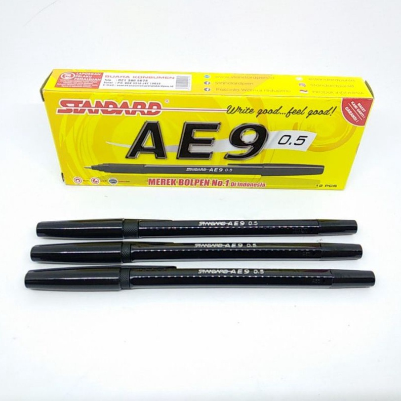 

PAKET HEMAT Pulpen Standard AE9 5mm Tinta Hitam Per Lusin