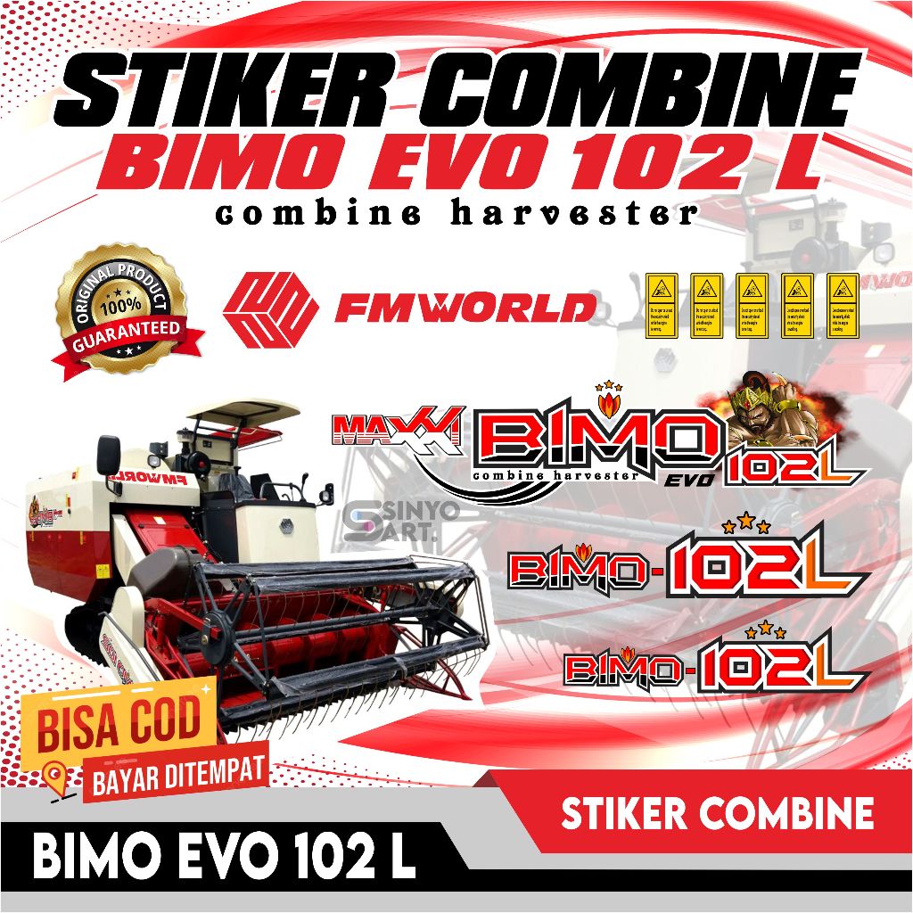 Stiker Combine Bimo 102l - Stiker Full Combine Harvester 102l