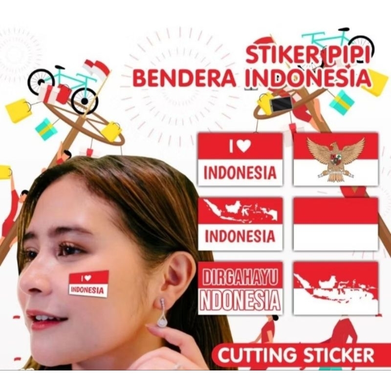 

1lembar 32pcs Stiker Pipi Bendera Merah Putih Agustusan