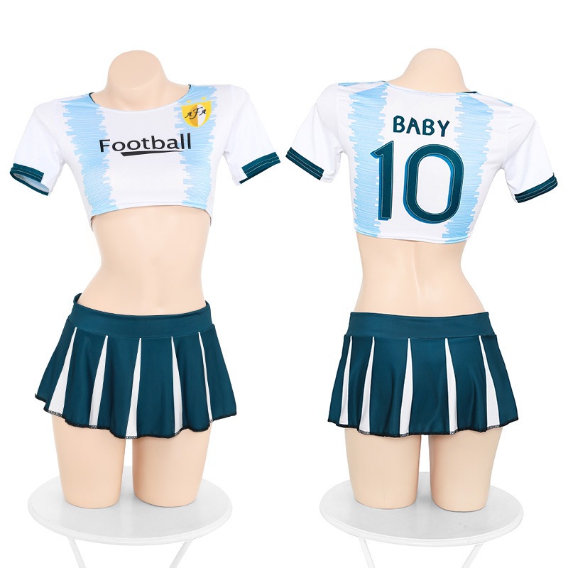 Set Wanita Crop Top Cosplay Anime Mini Rok Pendek Seragam