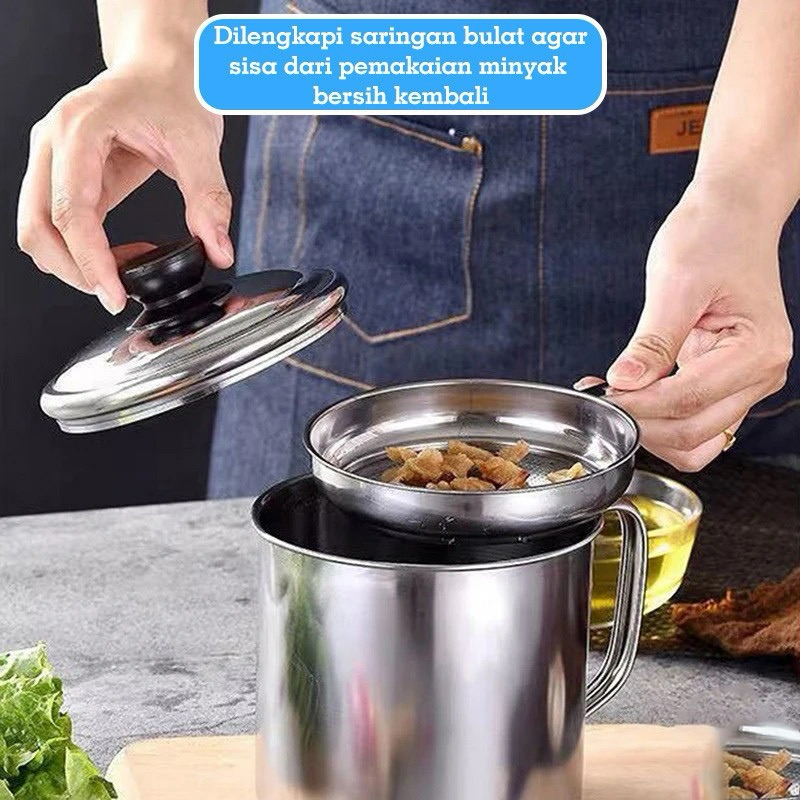 OIL POT SARINGAN MINYAK GORENG STAINLESS WADAH MINYAK GORENG 1,3 LITER