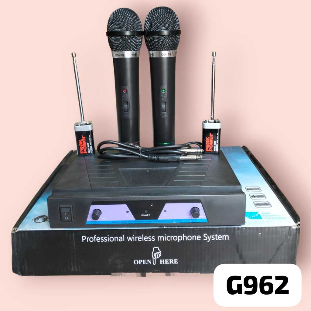 G962 DUAL WIRELESS MIC MIK MIX NIRKABEL DOUBLE MICROPHONE WIRELES TANPA KABEL SEPASANG MIKROFONN UHF