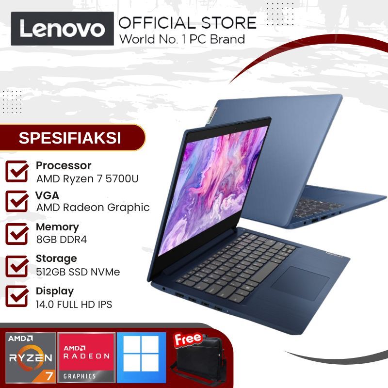 Lenovo IdeaPad Slim 3 14ALC6-HPID AMD Ryzen 7 5700U 8GB 512GB SSD 14" FHD IPS Integrated Radeon W11 