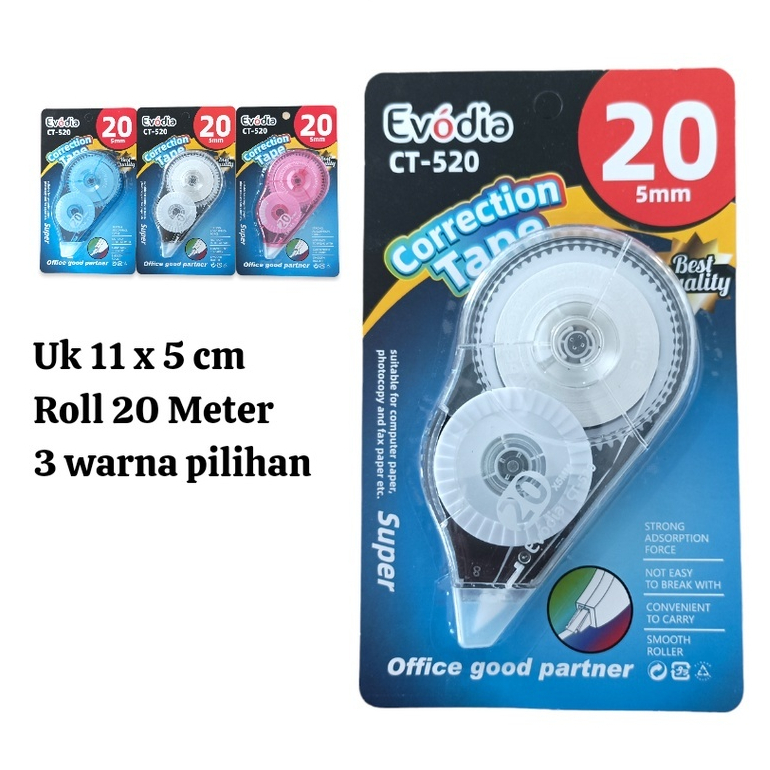 

Isi 12 Pcs Correction Pen / Tipex Kertas / Multi Warna / Tipex Pita (CT-520) / Tip-ex Roll Correction / Correction Tape / Tipex Kertas Roll / Pita Koreksi 20 meter x 5 mm