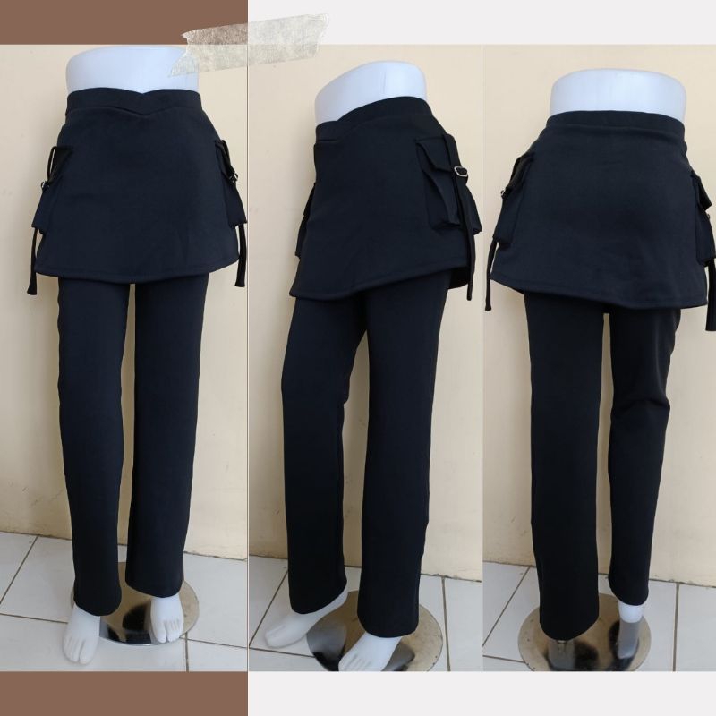 Celana Senam Rok Kantong wanita/ Celana senam rok kantong samping/celana senam wanita terlaris