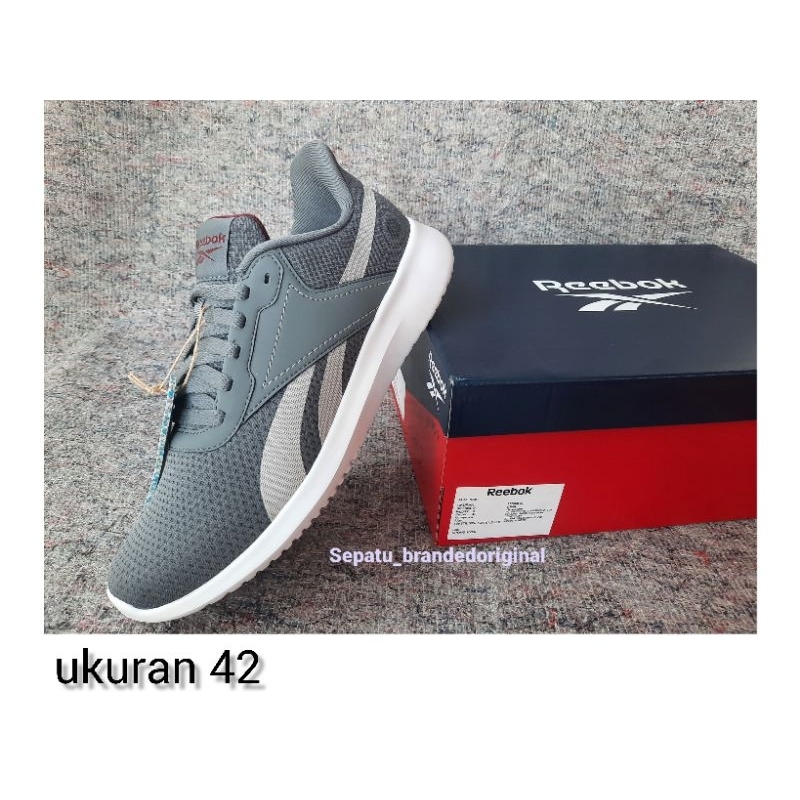 sepatu sport runing joging olahraga pria reebok original grey abu abu