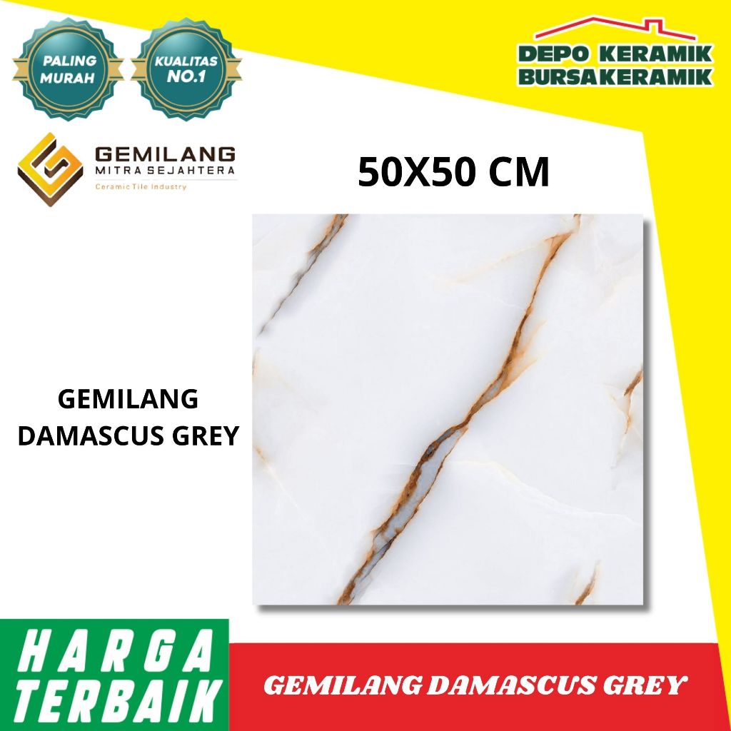 KERAMIK LANTAI GEMILANG 50X50 DAMASCUS GREY