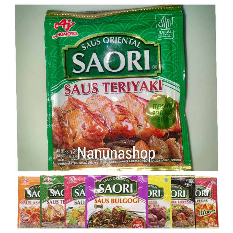 

Saori sachet Tiram/ Teriyaki/lada hitam/mentega / bumbu instan