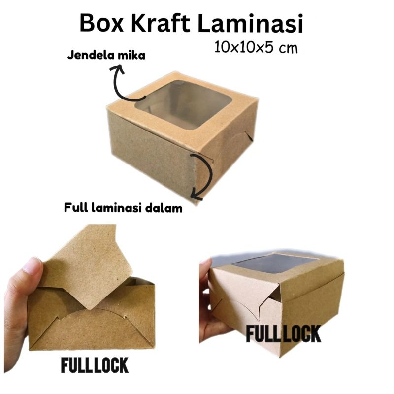 

10 PCS BOX KOTAK KRAFT LAMINASI WINDOW JENDELA 10X10X5 10X10 10 X 10 CM FULL LOCK