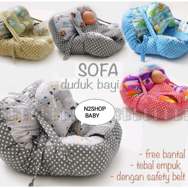 Sofa duduk bayi dengan sabuk pengaman gesper multifungsi